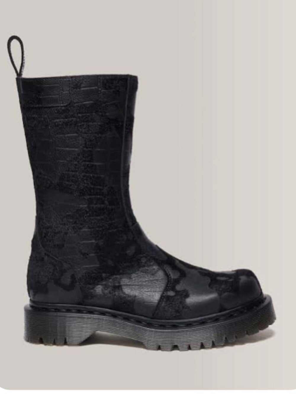DR. MARTENS REJENA HAIR-ON CROC EMBOSS LEATHER BOOTS - SZ 9